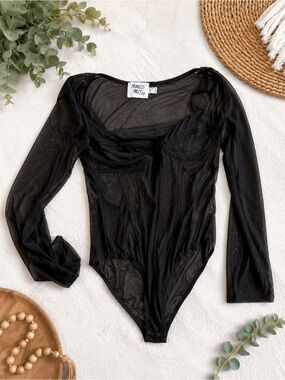 Princess Polly Black Sheer Long-Sleeve Bodysuit